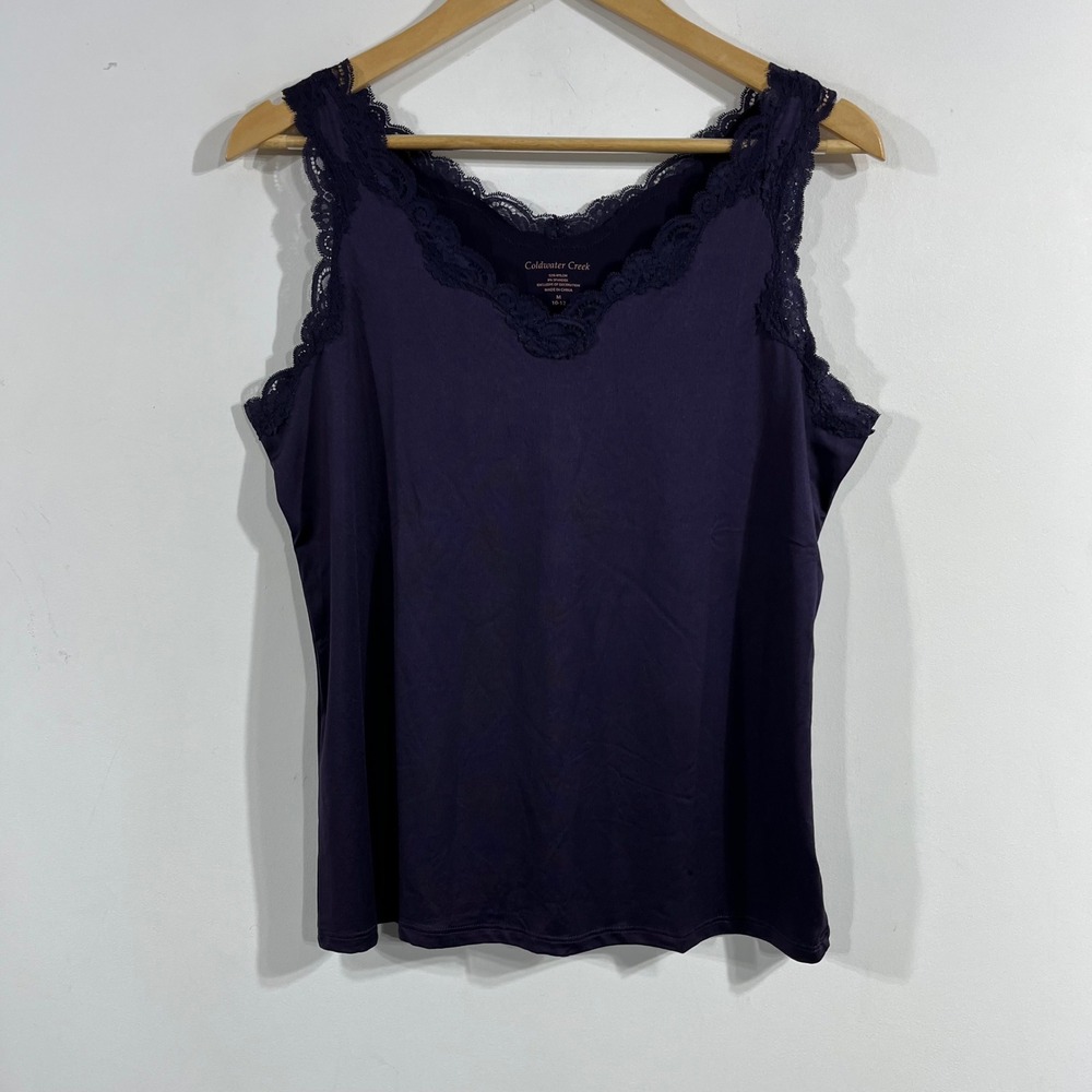 Coldwater Creek Y2K VTG Going Out Purple Lace Trim Camisole Tank Top Medium Boho